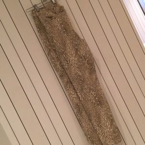 Leopard print jeans with glitter tint